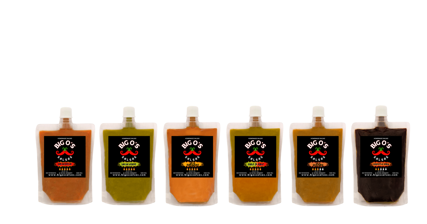 Set of six bottles with labels on a white background